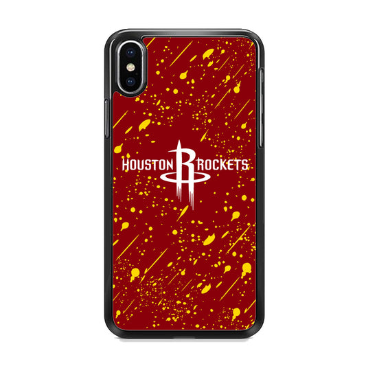 NBA Houston Rocket Logo Maroon Splash Yellow Paint iPhone Xs Max Case