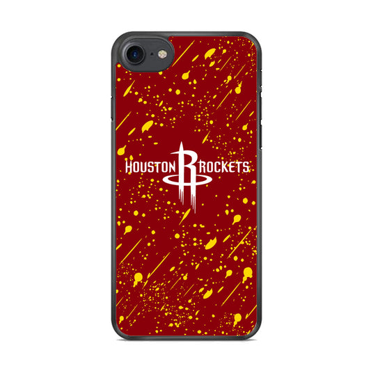 NBA Houston Rocket Logo Maroon Splash Yellow Paint iPhone 8 Case