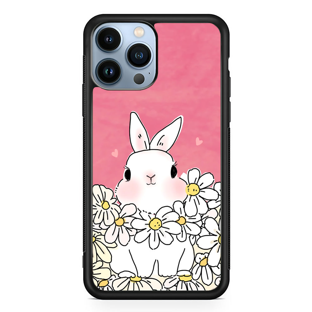 Rabbit Cute Flowers iPhone 13 Pro Case