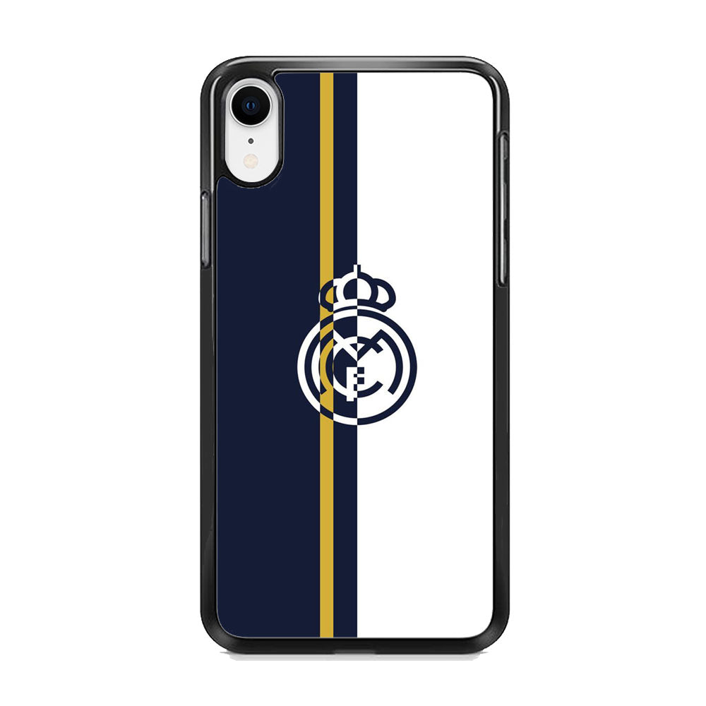 Real Mardrid Blue White Stripe Gold iPhone XR Case