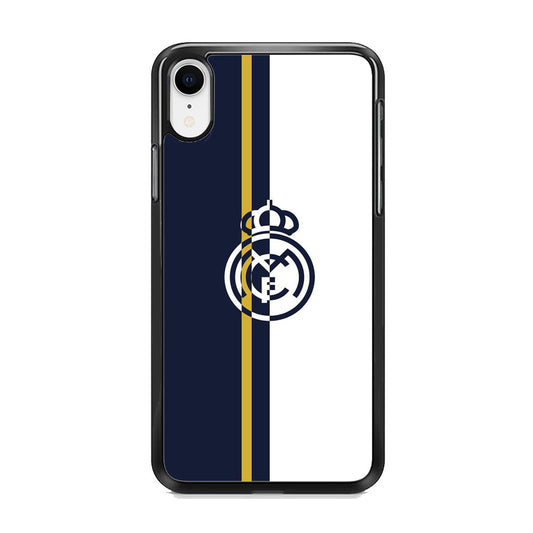 Real Mardrid Blue White Stripe Gold iPhone XR Case