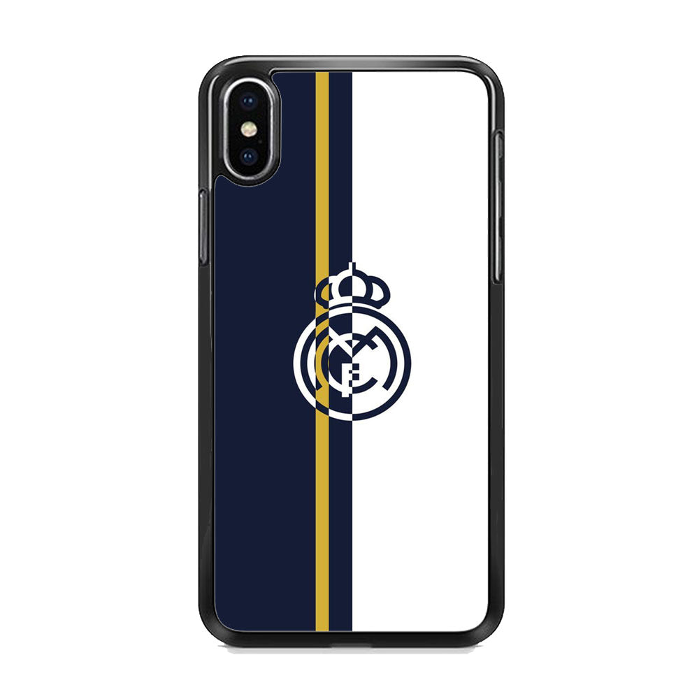 Real Mardrid Blue White Stripe Gold iPhone Xs Max Case