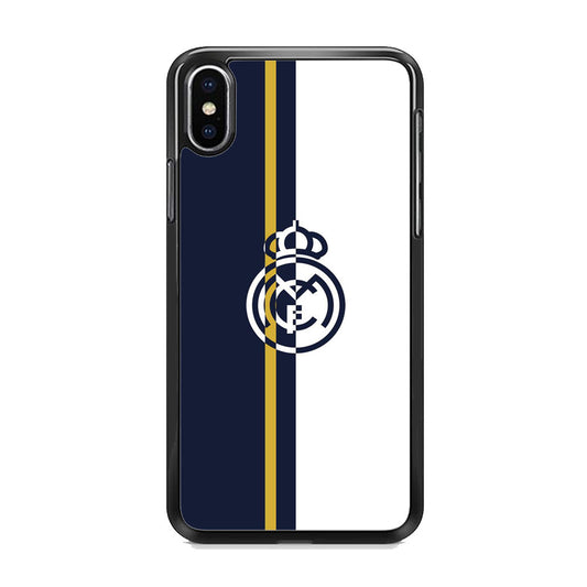 Real Mardrid Blue White Stripe Gold iPhone Xs Max Case