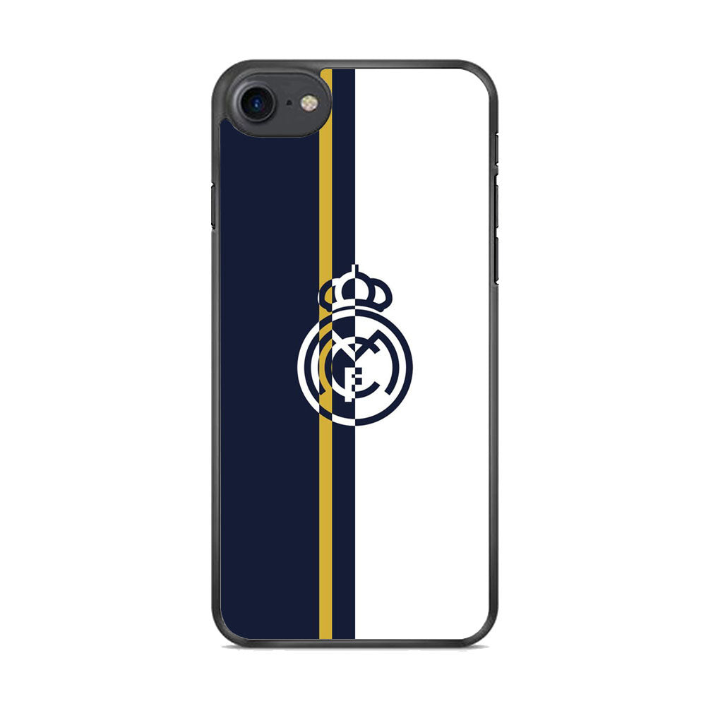 Real Mardrid Blue White Stripe Gold iPhone 8 Case