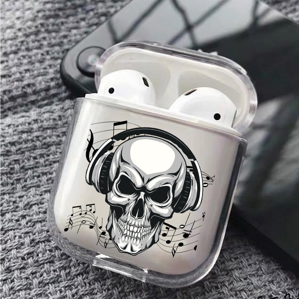 Skull Earphone Music Protective Clear Case Cover For Apple Airpods