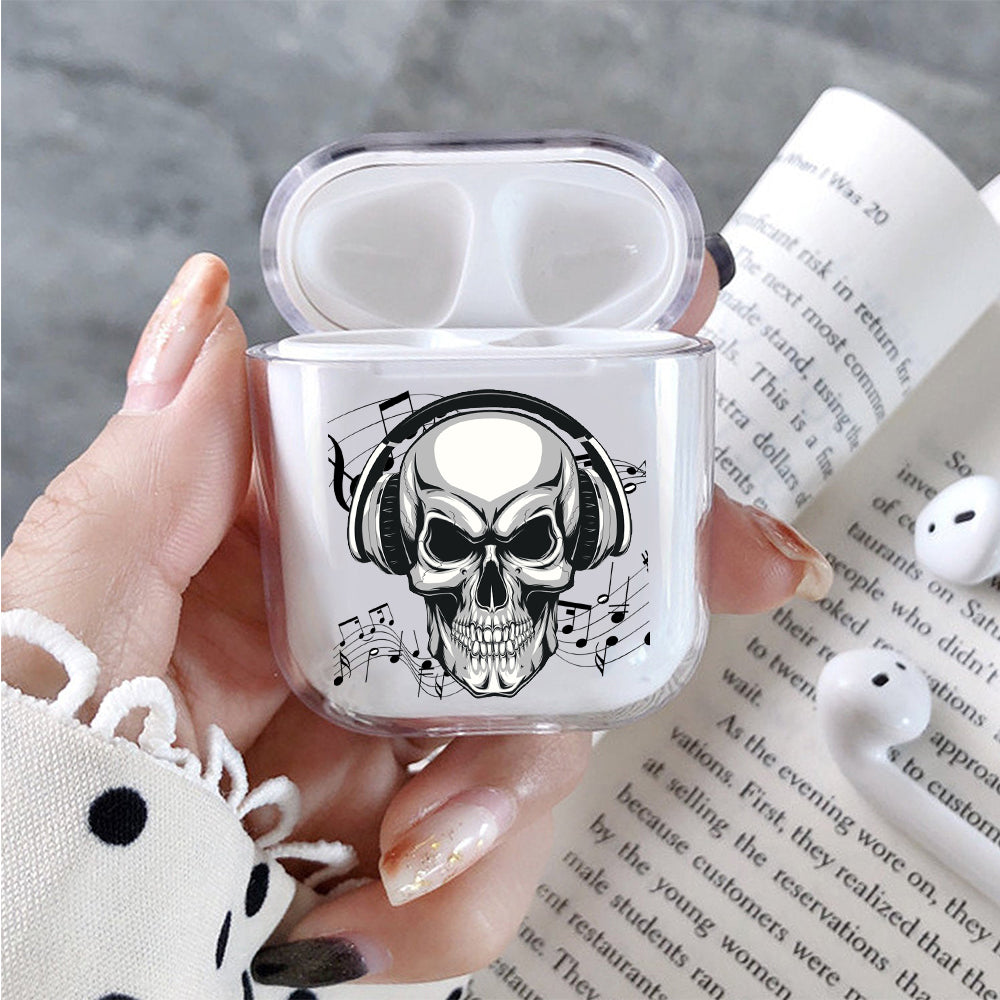 Skull Earphone Music Protective Clear Case Cover For Apple Airpods