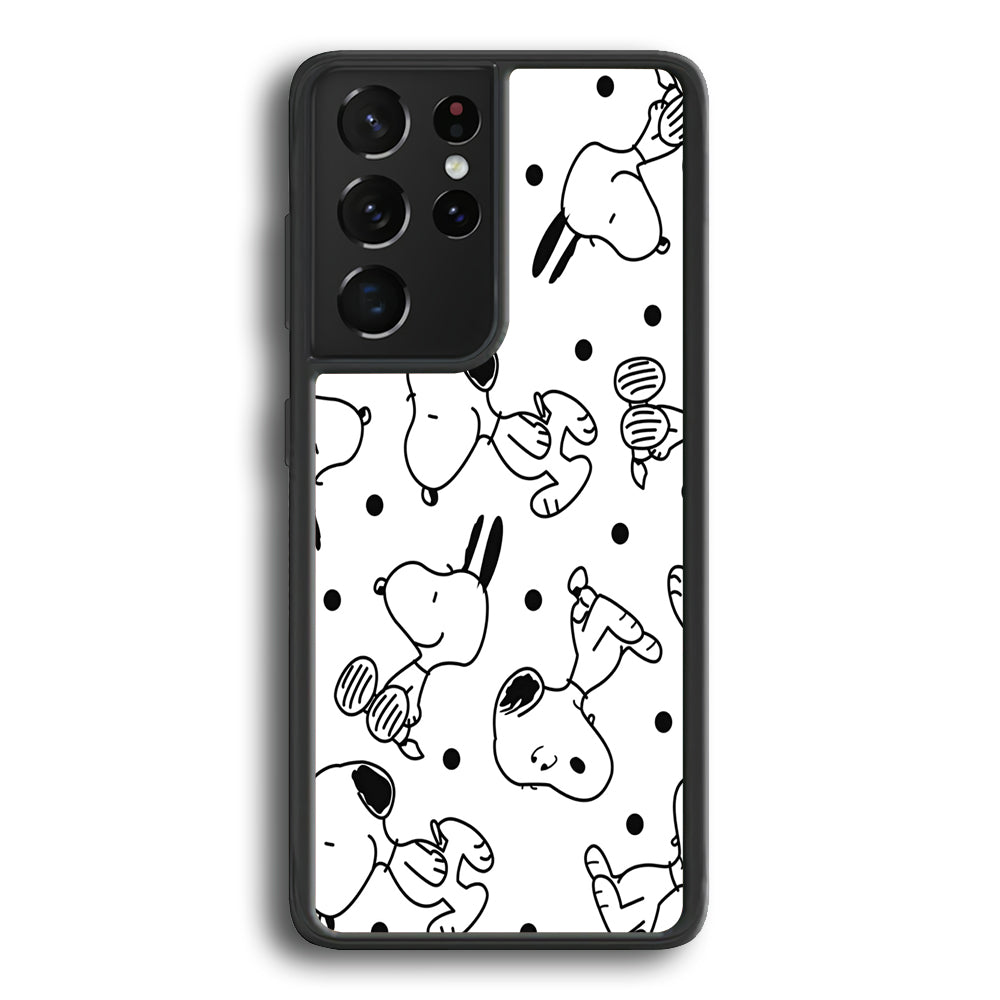 Snoopy In White Samsung Galaxy S21 Ultra Case - Ezzystore