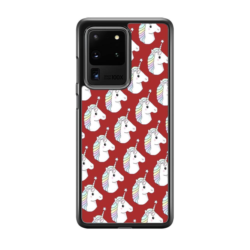 Unicorn Maroon Doodle Samsung Galaxy S20 Ultra Case - ezzyst