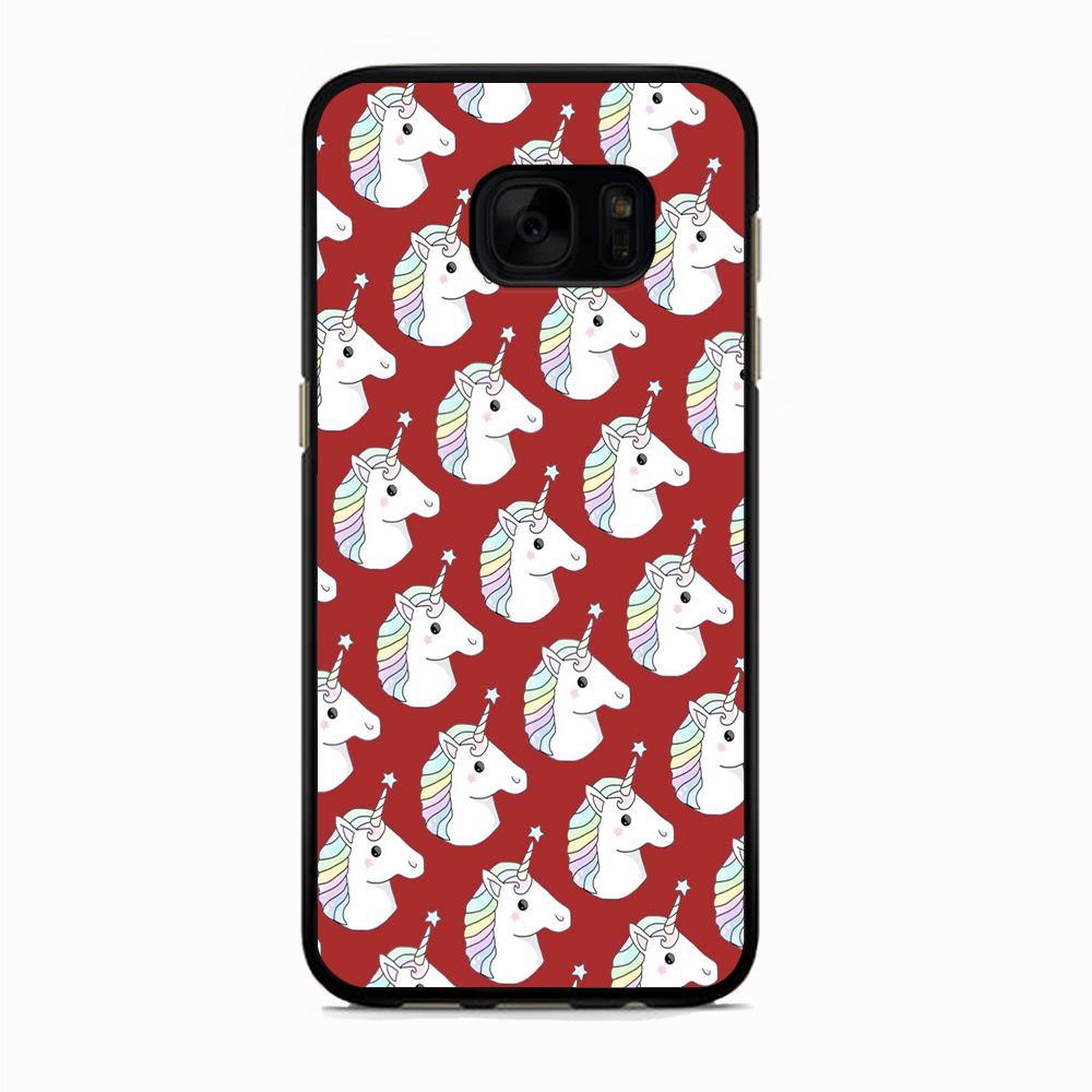 Unicorn Maroon Doodle Samsung Galaxy S7 Case - ezzyst