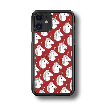 Unicorn Maroon Doodle iPhone 11 Case - ezzyst