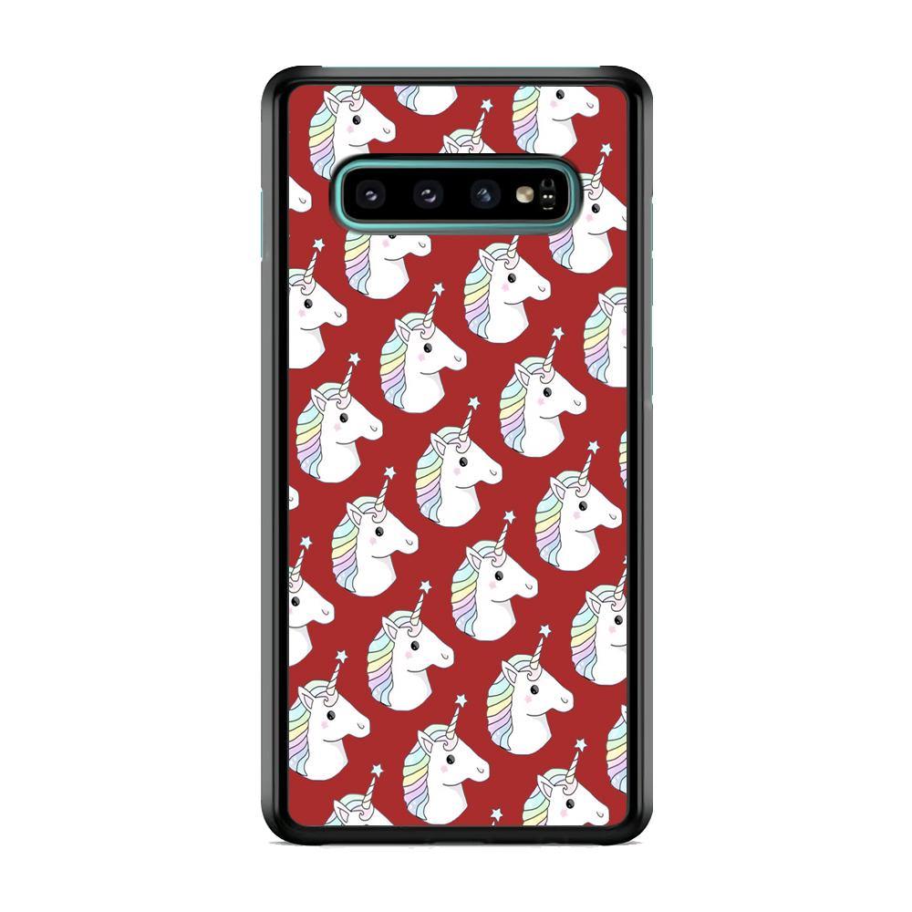Unicorn Maroon Doodle Samsung Galaxy S10 Case - ezzyst