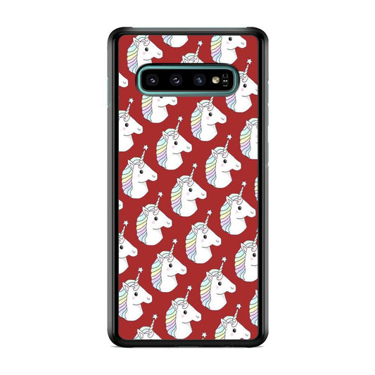 Unicorn Maroon Doodle Samsung Galaxy S10 Case - ezzyst