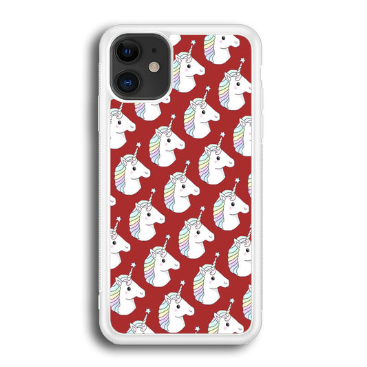 Unicorn Maroon Doodle iPhone 12 Case