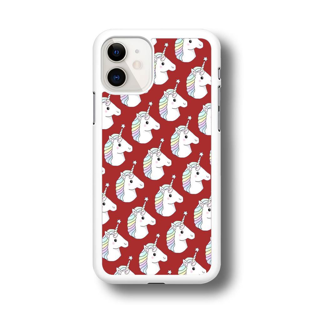 Unicorn Maroon Doodle iPhone 11 Case - ezzyst