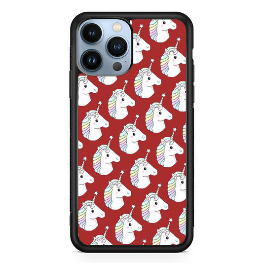 Unicorn Maroon Doodle iPhone 13 Pro Case