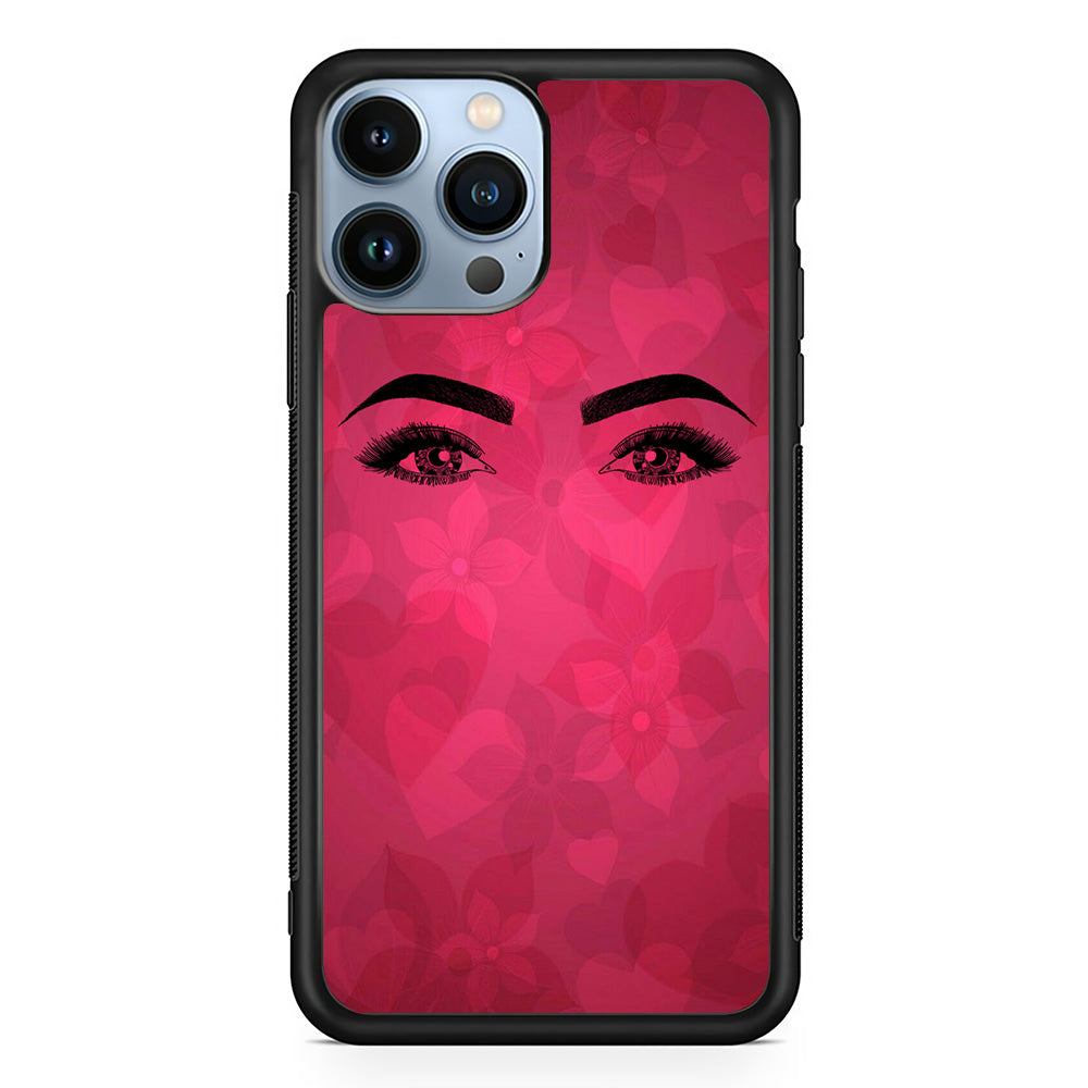 Woman Beauty Eye Brows Purple Flowers And Love iPhone 13 Pro Case