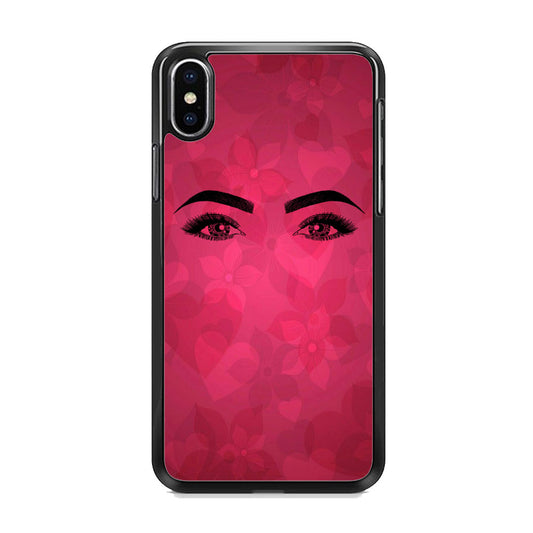 Woman Beauty Eye Brows Purple Flowers And Love iPhone Xs Max Case