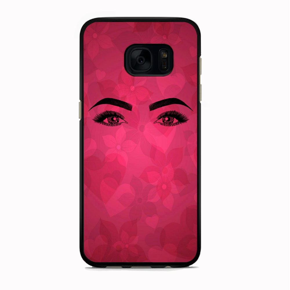 Woman Beauty Eye Brows Purple Flowers And Love Samsung Galaxy S7 Case