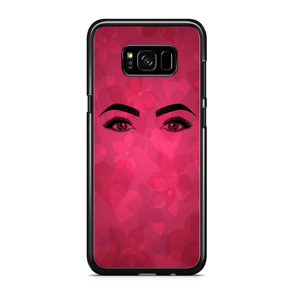 Woman Beauty Eye Brows Purple Flowers And Love Samsung Galaxy S8 Plus Case