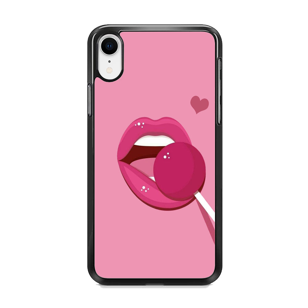Woman Lip And Lolipop Pink iPhone XR Case